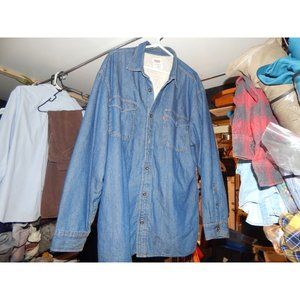 LEVIS Haywood Mens Shirt Jacket Sherpa Lined Button Up Coat Denim Shacket XXL